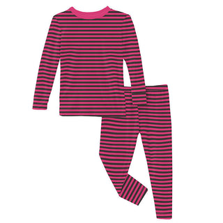 KicKee Pants Girl's Print Long Sleeve Pajama Set - Awesome Stripe