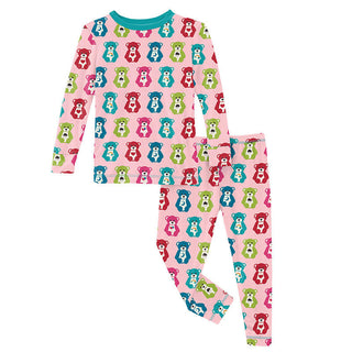 KicKee Pants Girl's Print Long Sleeve Pajama Set - Lotus Happy Teddy