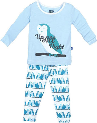 KicKee Pants Girl's Print Long Sleeve Pajama Set - Snowy Owls