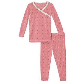 KicKee Pants Girls Print Long Sleeve Scallop Kimono Pajama Set - Strawberry Baby Berries