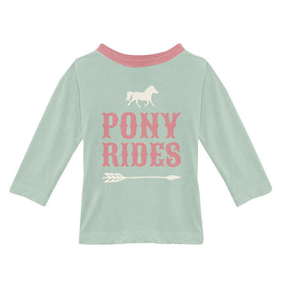KicKee Pants Girls Print Long Sleeve Tailored Fit Graphic Tee Shirt - Pistachio Pony Rides