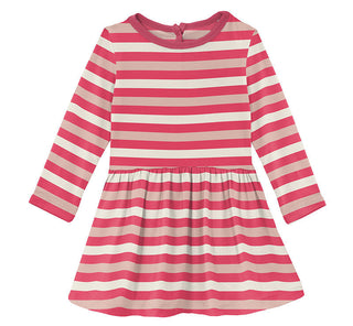 KicKee Pants Girls Print Long Sleeve Twirl Dress - Hopscotch Stripe