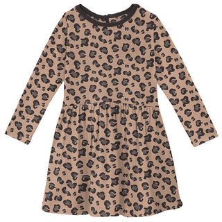 KicKee Pants Girls Print Long Sleeve Twirl Dress - Suede Cheetah 15ANV