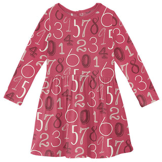 KicKee Pants Girls Print Long Sleeve Twirl Dress - Taffy Math