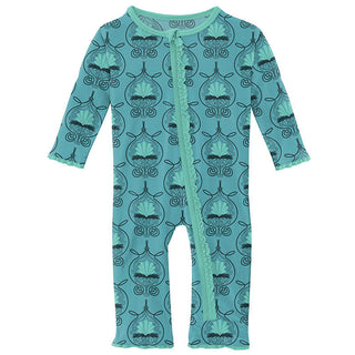 KicKee Pants Girls Print Muffin Ruffle Coverall with Zipper - Art Nouveau Floral