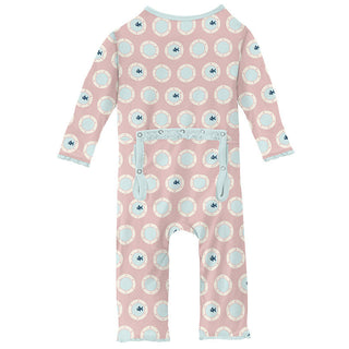 KicKee Pants Girls Print Muffin Ruffle Coverall with Zipper - Baby Rose Porthole