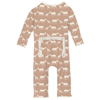 KicKee Pants Girls Print Muffin Ruffle Coverall with Zipper - Doe and Fawn 15ANV
