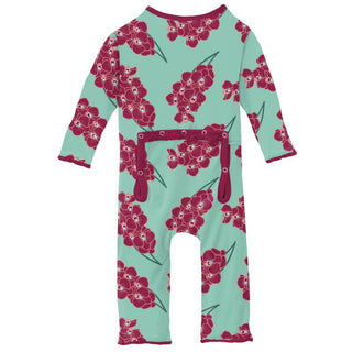 KicKee Pants Girls Print Muffin Ruffle Coverall with Zipper - Glass Orchids