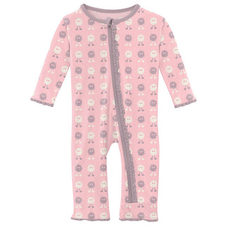 KicKee Pants Girls Print Muffin Ruffle Coverall with Zipper - Lotus Alien 15ANV