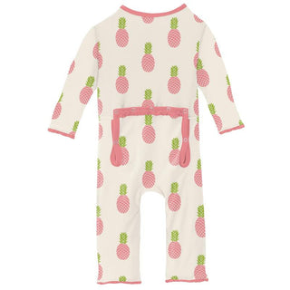 KicKee Pants Girls Print Muffin Ruffle Coverall with Zipper - Strawberry Pineapples