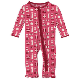 KicKee Pants Girls Print Muffin Ruffle Coverall with Zipper - Winter Rose Presents WCA22