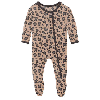 KicKee Pants Girls Print Muffin Ruffle Footie with Snaps - Suede Cheetah 15ANV
