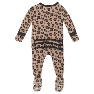 KicKee Pants Girls Print Muffin Ruffle Footie with Snaps - Suede Cheetah 15ANV