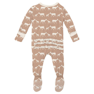 KicKee Pants Girls Print Muffin Ruffle Footie with Zipper - Doe and Fawn 15ANV