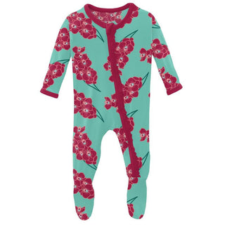 KicKee Pants Girls Print Muffin Ruffle Footie with Zipper - Glass Orchids