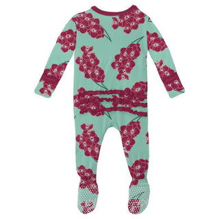 KicKee Pants Girls Print Muffin Ruffle Footie with Zipper - Glass Orchids