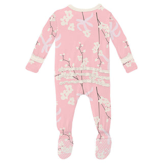 KicKee Pants Girls Print Muffin Ruffle Footie with Zipper - Lotus Orchid 15ANV