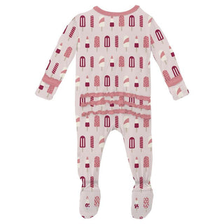 KicKee Pants Girls Print Muffin Ruffle Footie with Zipper - Macaroon Popsicles