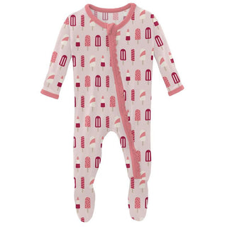 KicKee Pants Girls Print Muffin Ruffle Footie with Zipper - Macaroon Popsicles