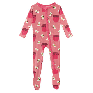 KicKee Pants Girls Print Muffin Ruffle Footie with Zipper - Strawberry Bees and Jam