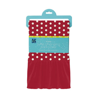 KicKee Pants Girls Print Ruffle Changing Pad Cover, Candy Apple Polka Dots - One Size