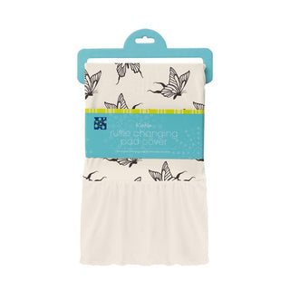 KicKee Pants Girls Print Ruffle Changing Pad Cover, Natural Swallowtail - One Size