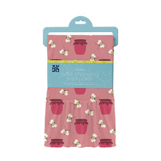 KicKee Pants Girls Print Ruffle Changing Pad Cover, Strawberry Bees and Jam - One Size