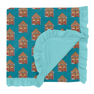 KicKee Pants Girls Print Ruffle Toddler Blanket, Bay Gingerbread - One Size