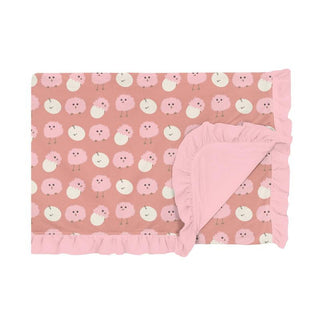 KicKee Pants Girls Print Ruffle Toddler Blanket, Blush Peep Peeps - One Size