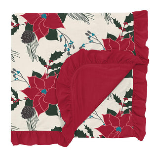 KicKee Pants Girls Print Ruffle Toddler Blanket, Christmas Floral - One Size