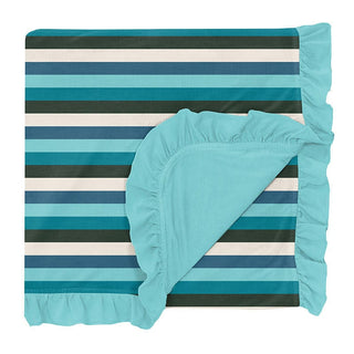 Girl's Print Bamboo Ruffle Toddler Blanket, Ice Multi Stripe - One Size KicKee Pants Size: One Size
