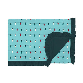 KicKee Pants Girls Print Ruffle Toddler Blanket, Iceberg Holiday Lights - One Size WCA22