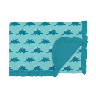 KicKee Pants Girls Print Ruffle Toddler Blanket, Iceberg Menorahsaurus - One Size WCA22