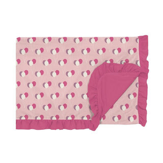 KicKee Pants Girls Print Ruffle Toddler Blanket, Lotus Birthday - One Size