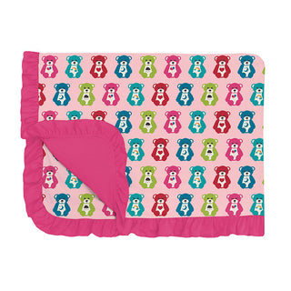 KicKee Pants Girl's Print Ruffle Toddler Blanket - Lotus Happy Teddy