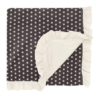 KicKee Pants Girls Print Ruffle Toddler Blanket, Midnight Tiny Snowflakes - One Size