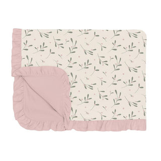 KicKee Pants Girl's Print Ruffle Toddler Blanket - Natural Mistletoe
