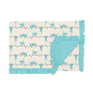 KicKee Pants Girls Print Ruffle Toddler Blanket, Natural Tangled Kittens - One Size WCA22