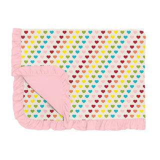 KicKee Pants Girl's Print Ruffle Toddler Blanket - Rainbow Hearts