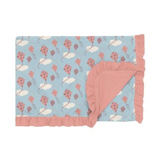 KicKee Pants Girls Print Ruffle Toddler Blanket, Spring Day Kites - One Size
