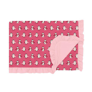 KicKee Pants Girls Print Ruffle Toddler Blanket, Winter Rose Penguins - One Size WCA22