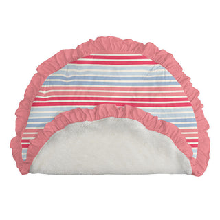 KicKee Pants Girls Print Sherpa-Lined Ruffle Fluffle Playmat, Cotton Candy Stripe - One Size