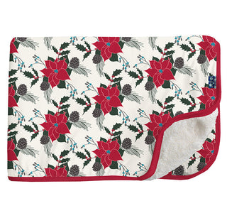KicKee Pants Girls Print Sherpa-Lined Toddler Blanket, Christmas Floral - One Size