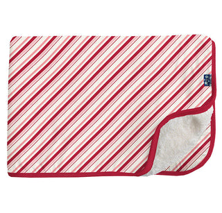 KicKee Pants Girls Print Sherpa-Lined Toddler Blanket, Strawberry Candy Cane Stripe - One Size