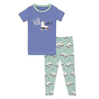KicKee Pants Girl's Print Short Sleeve Graphic Tee Pajama Set - Pistachio Roller Skates