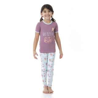KicKee Pants Girls Print Short Sleeve Graphic Tee Pajama Set - Spring Day Kites