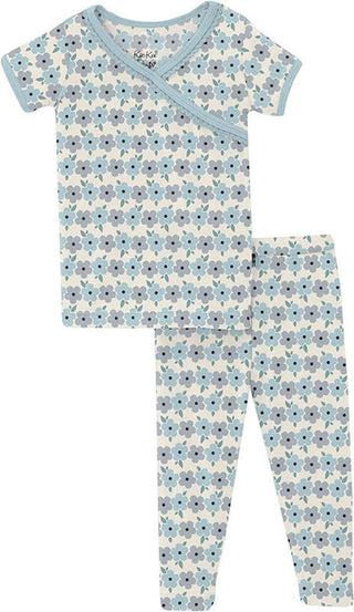 KicKee Pants Girl's Print Short Sleeve Kimono Pajama Set - Natural Hydrangea