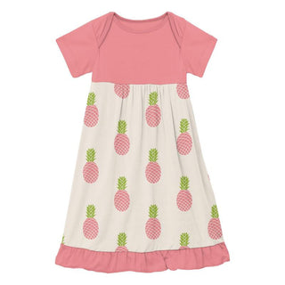 KicKee Pants Girls Print Short Sleeve One Piece Dress Romper - Strawberry Pineapples