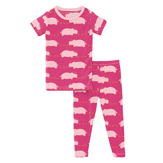 KicKee Pants Girl's Print Short Sleeve Pajama Set - Calypso Hippo