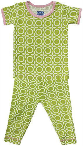 KicKee Pants Girl's Print Short Sleeve Pajama Set - Meadow Flower Lattice